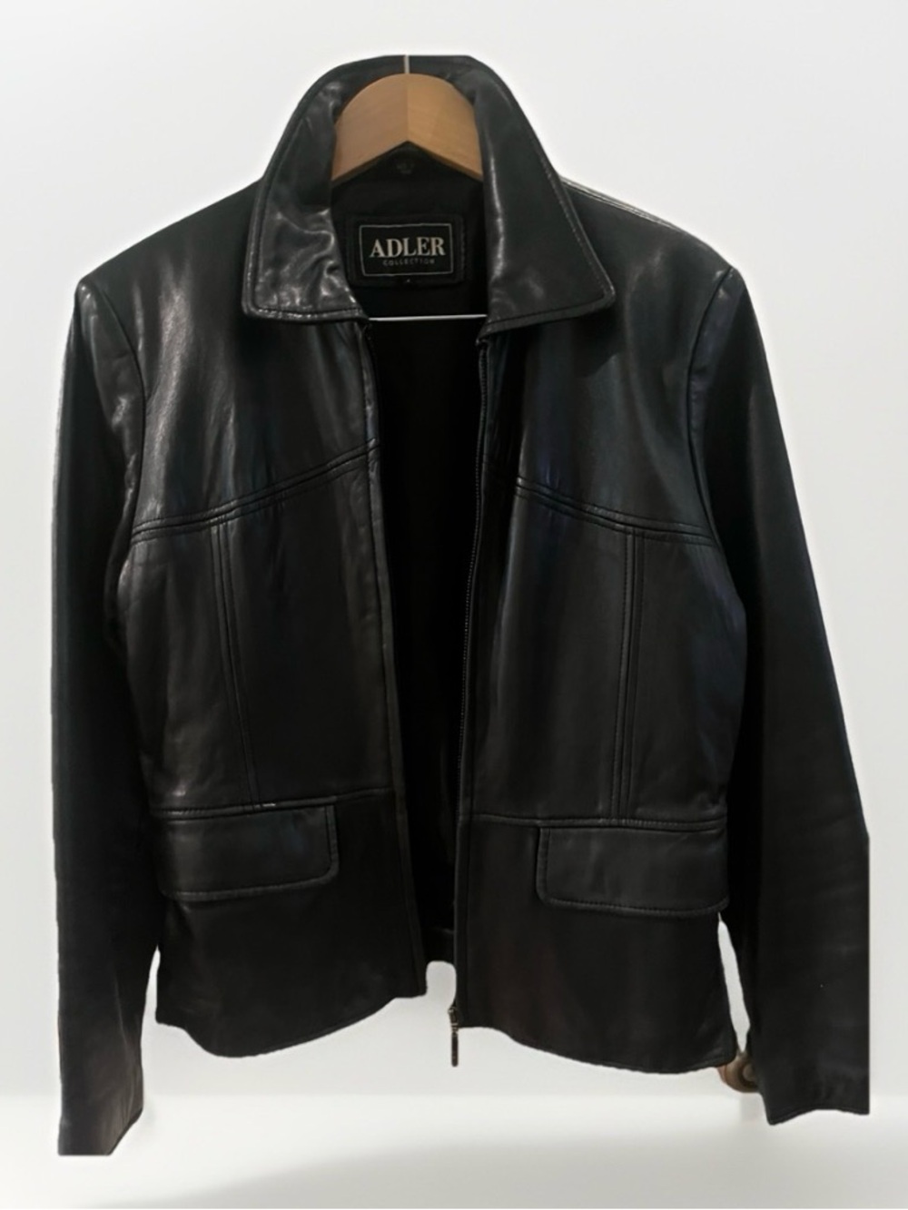 Adler Black Lamb Skin Leather Jacket for Women M